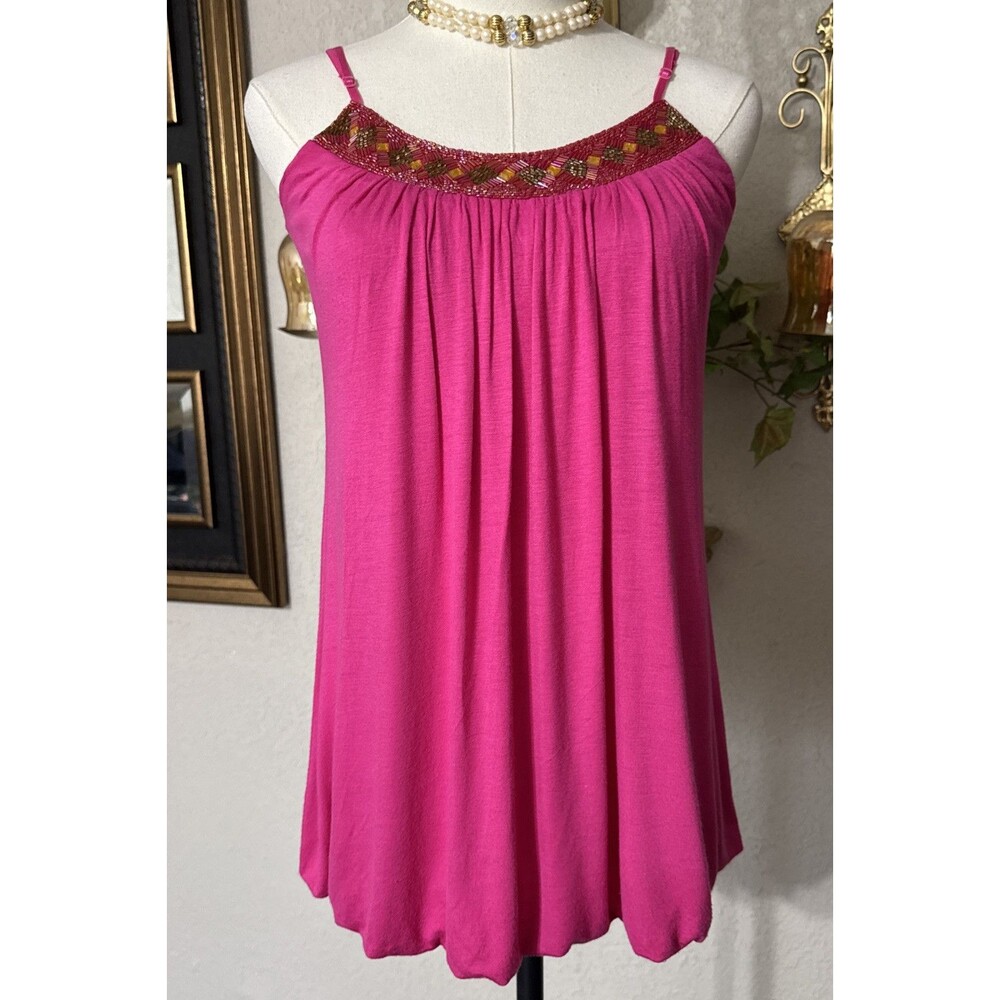 Vintage Y2K Bubblegum Pink Cami Tank Top Women’s Size M Adjustable Strap Formal